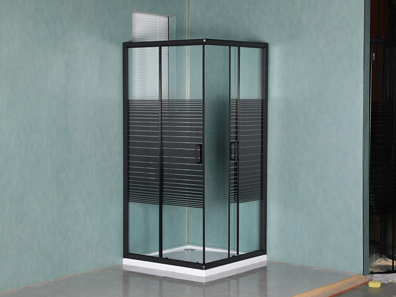 SQ Sort aluminiumsprofil Firkantet dusjkabinett med doble hull i håndtak SQ Sort aluminiumsprofil Firkantet dusjkabinett med doble hull i håndtak