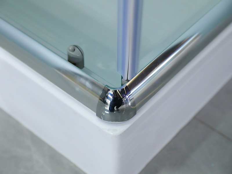 RE Krom aluminiumsramme Herdet glass Firkantet skyvedusjkabinett med brett RE Krom aluminiumsramme Herdet glass Firkantet skyvedusjkabinett med brett