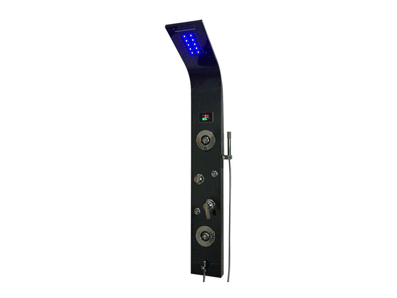 EC-1022 Dusjpanel i sort rustfritt stål med LED-lys