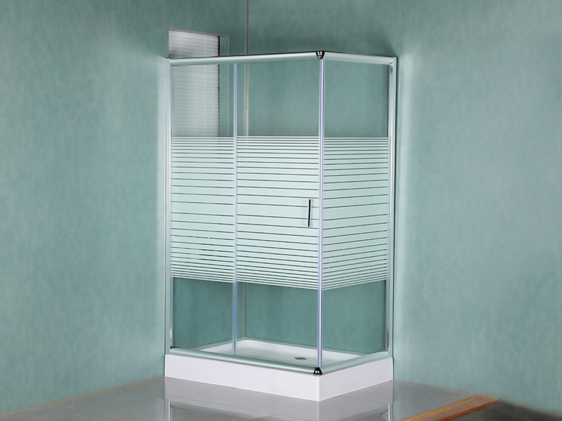 RE Krom aluminiumsramme Herdet glass Firkantet skyvedusjkabinett med brett